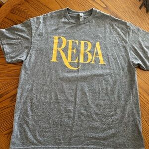 Reba Tour Heather Gray Tee with Bold Yellow Print